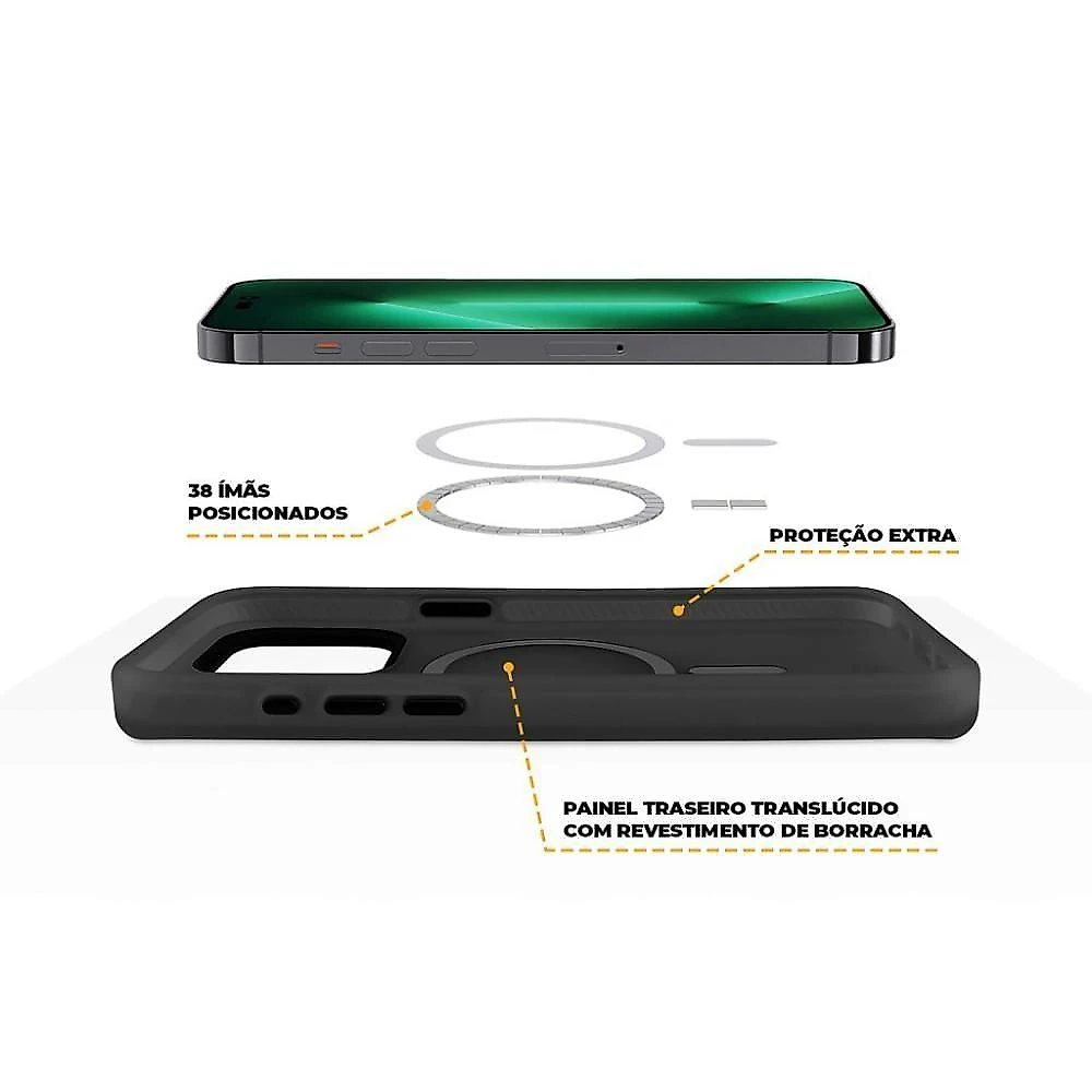 Kit Capa Magsafe Pro Preta E Pelicula Defender Pro Privacidade Para Iphone 15 Pro Max - Gshield