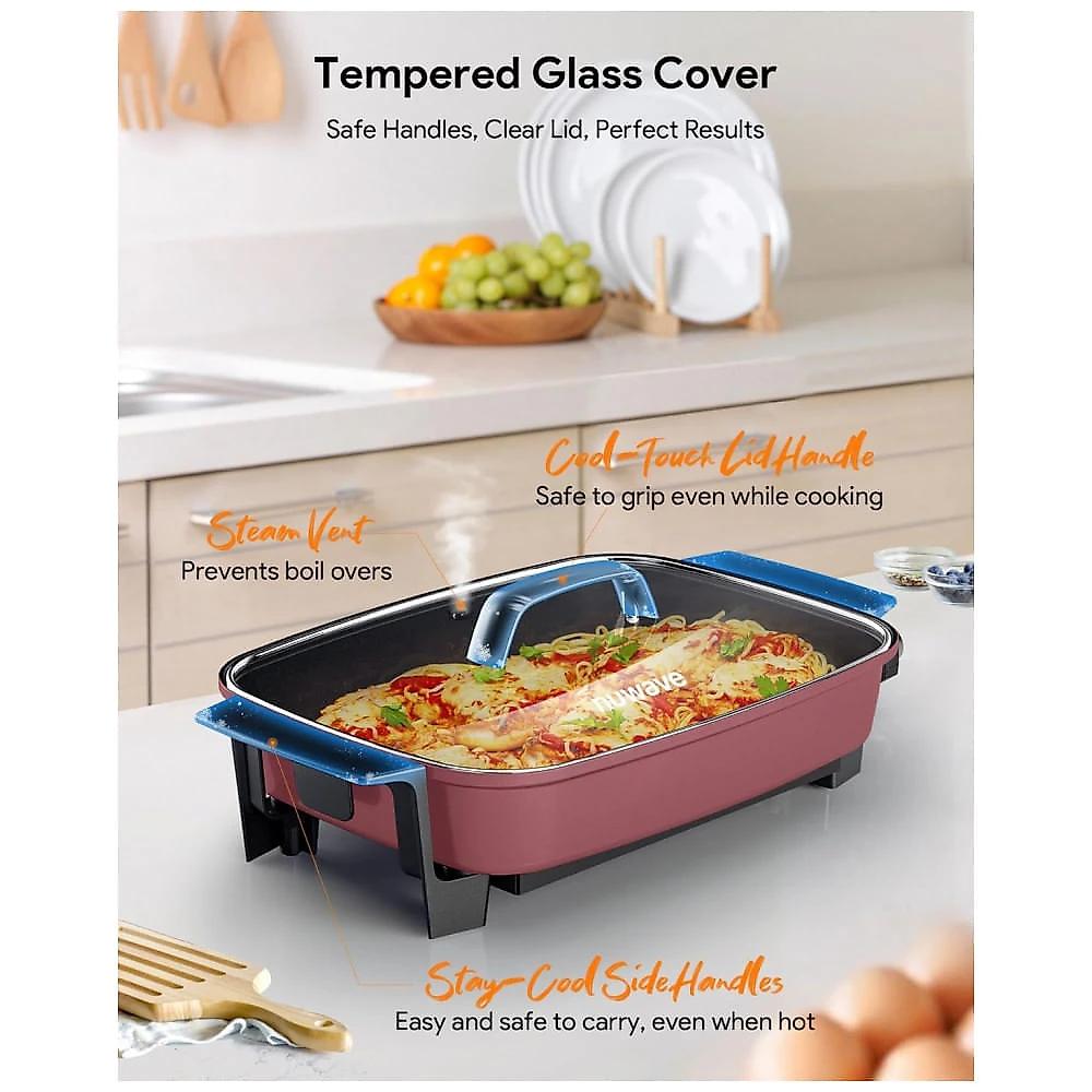 Panela Elétrica Skillet 7L Nuwave Medley XL Canela Digital Antiaderente Cerâmica PFAS Free com Tampa de Vidro 110V