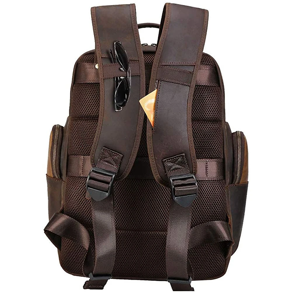 TIDING TD3563 Mochila Unissex de Couro Genuíno para Laptop 43 cm Marrom