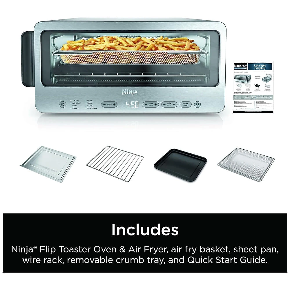 Forno Elétrico Air Fryer 8 em 1 com Menu de Cozimento Automático, Prateleira Ajustável, Material de Aço Inoxidável e Tela LCD, 110V 1800W, Ninja Flip 110v