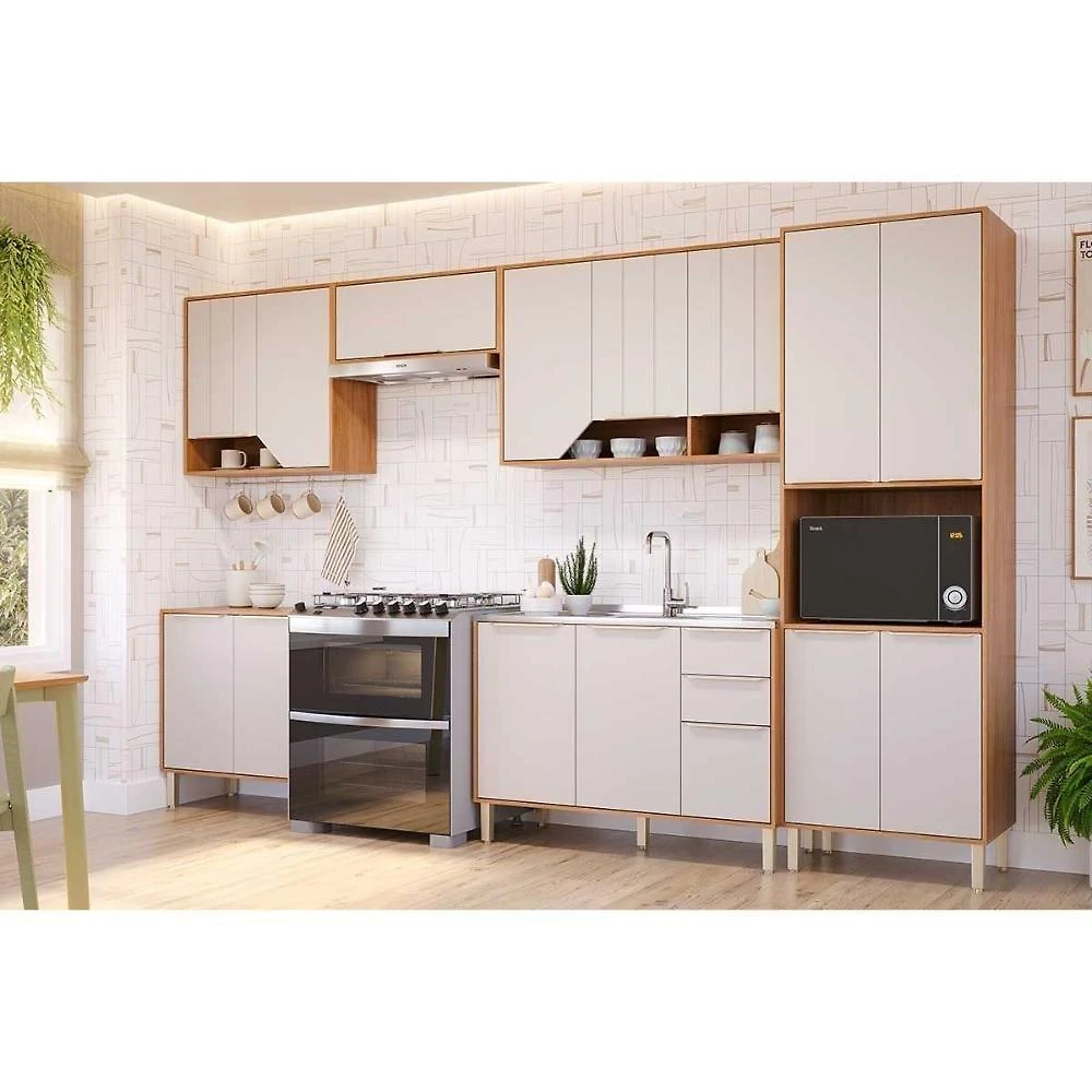 Cozinha Modulada Celeste 4 Portas 2 Gavetas MDF 120CM Cinamomo Off White MGM