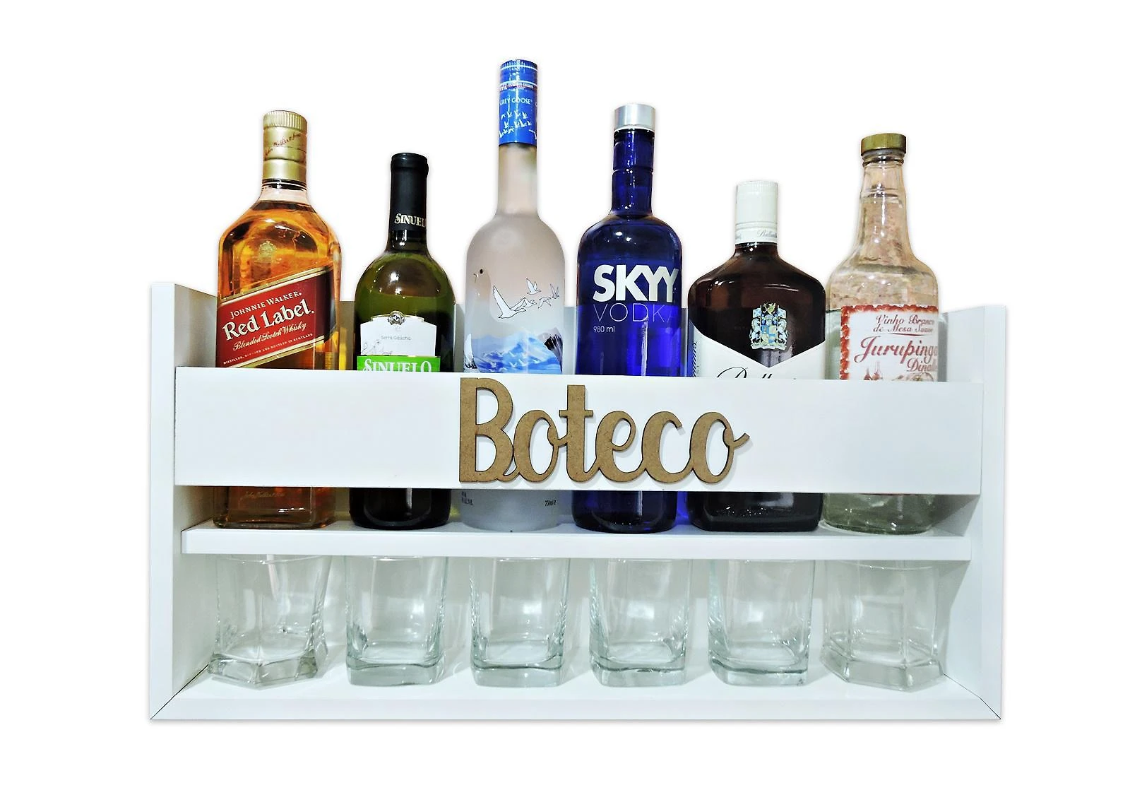 Miniatura Mini Bar Parede 100% Mdf Alta Qualidade Copos Bebidas Boteco branca - RedSkull - 1