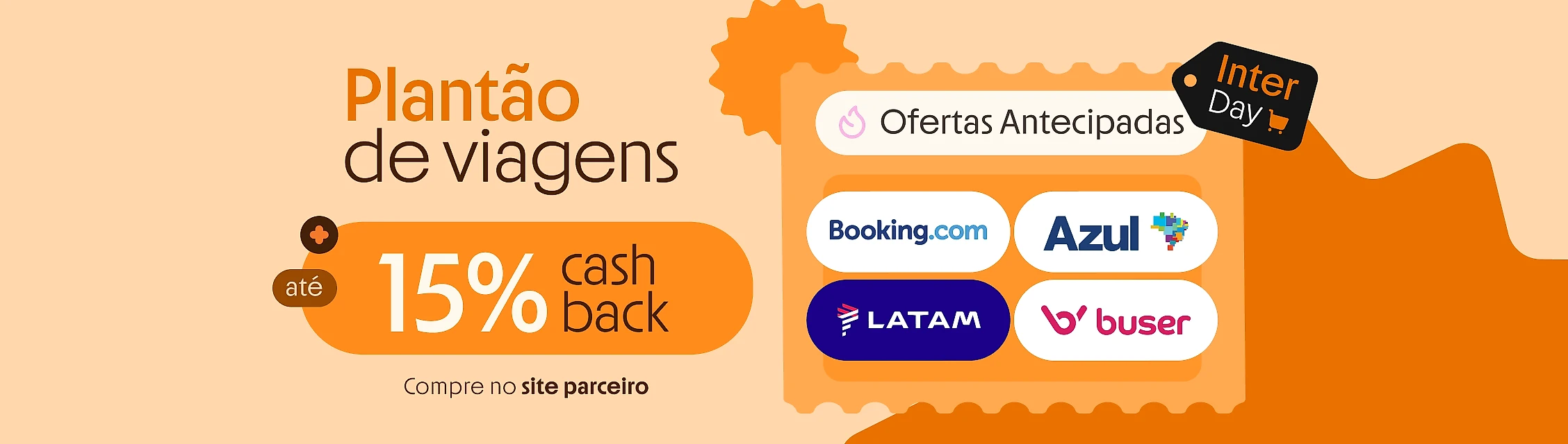 Viagens até 15% de cashback