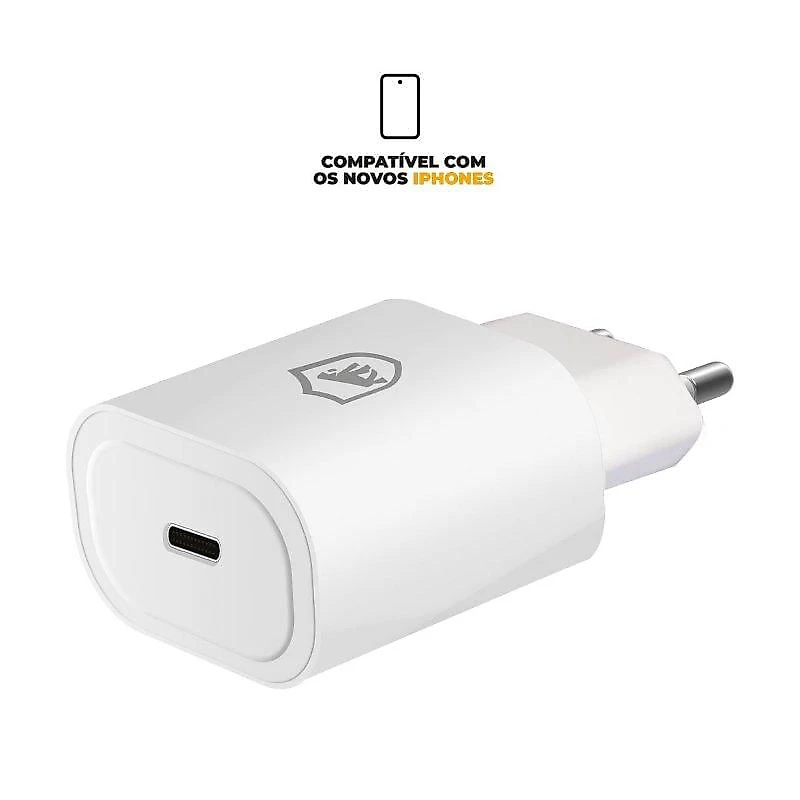 Cabo Symetric - Lightning / Tipo C - 1,5M + Carregador Turbo Tipo C  - Branco - Gshield