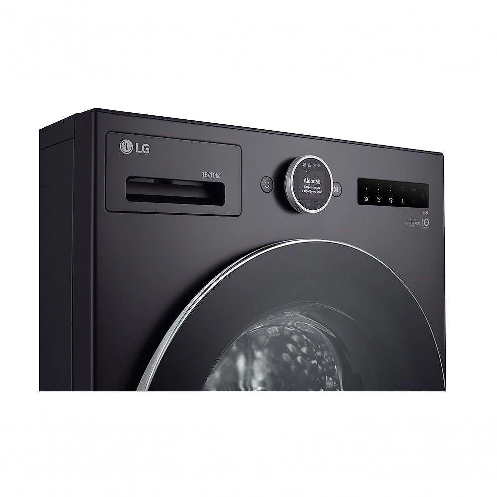 Lava e Seca Front Load LG WD18GNTS6B 18kg 10kg Black Inox com Dispenser Automático 110V