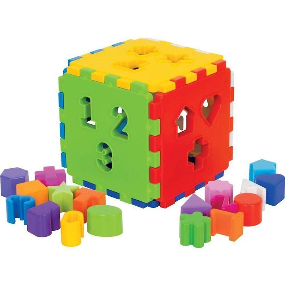 Cubo Didático com Blocos 18 Peças Encaixe Formas Números Mercotoys