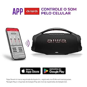 Caixa de Som Portátil Boombox Aiwa AWS-BBS-01-B 200W Bluetooth 5.3 Bateria 30h IP66 Bivolt Preta