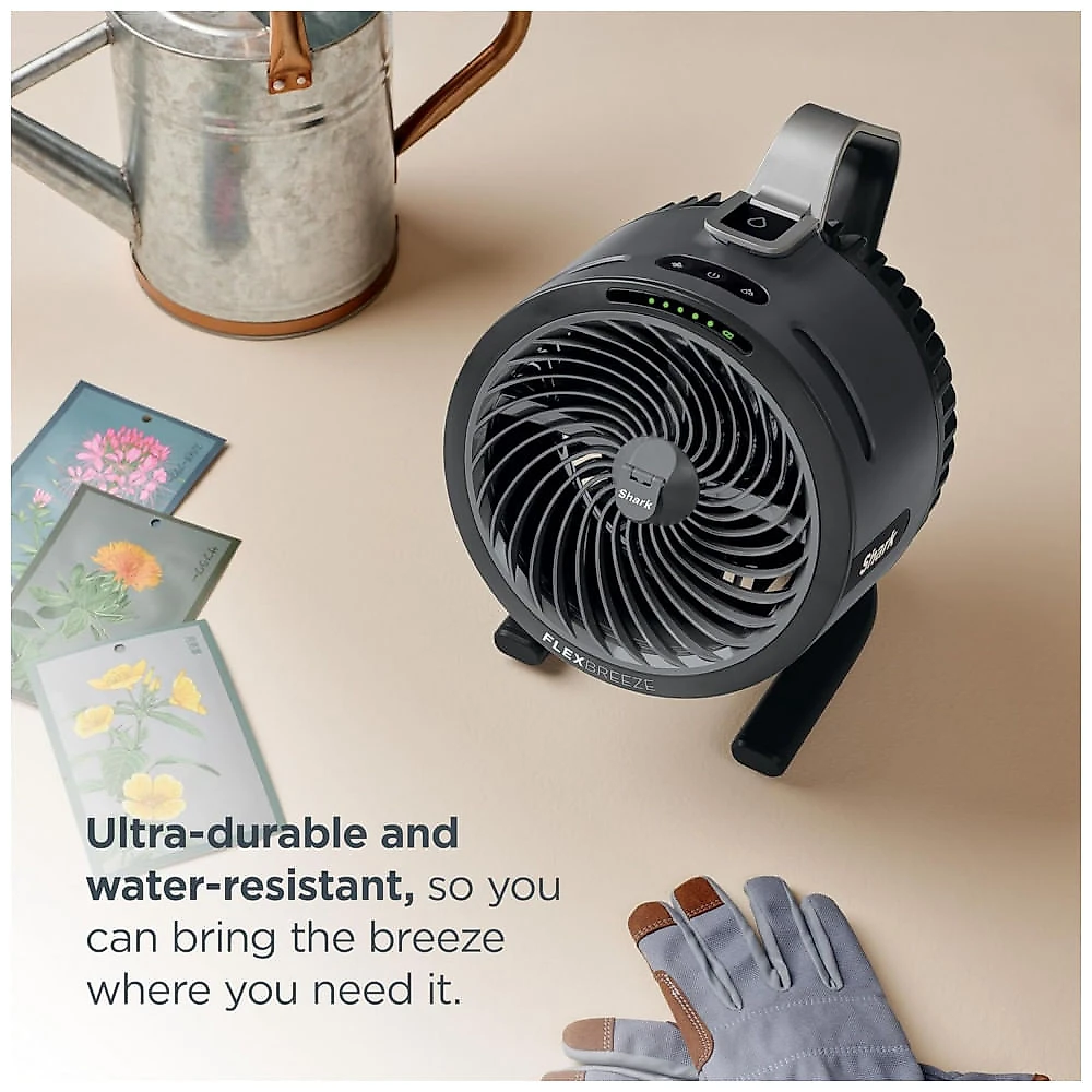 Ventilador portátil Shark FlexBreeze HydroGo Pro Peony, 5 velocidades, névoa evaporativa dry-touch, uso interno e externo, 110V