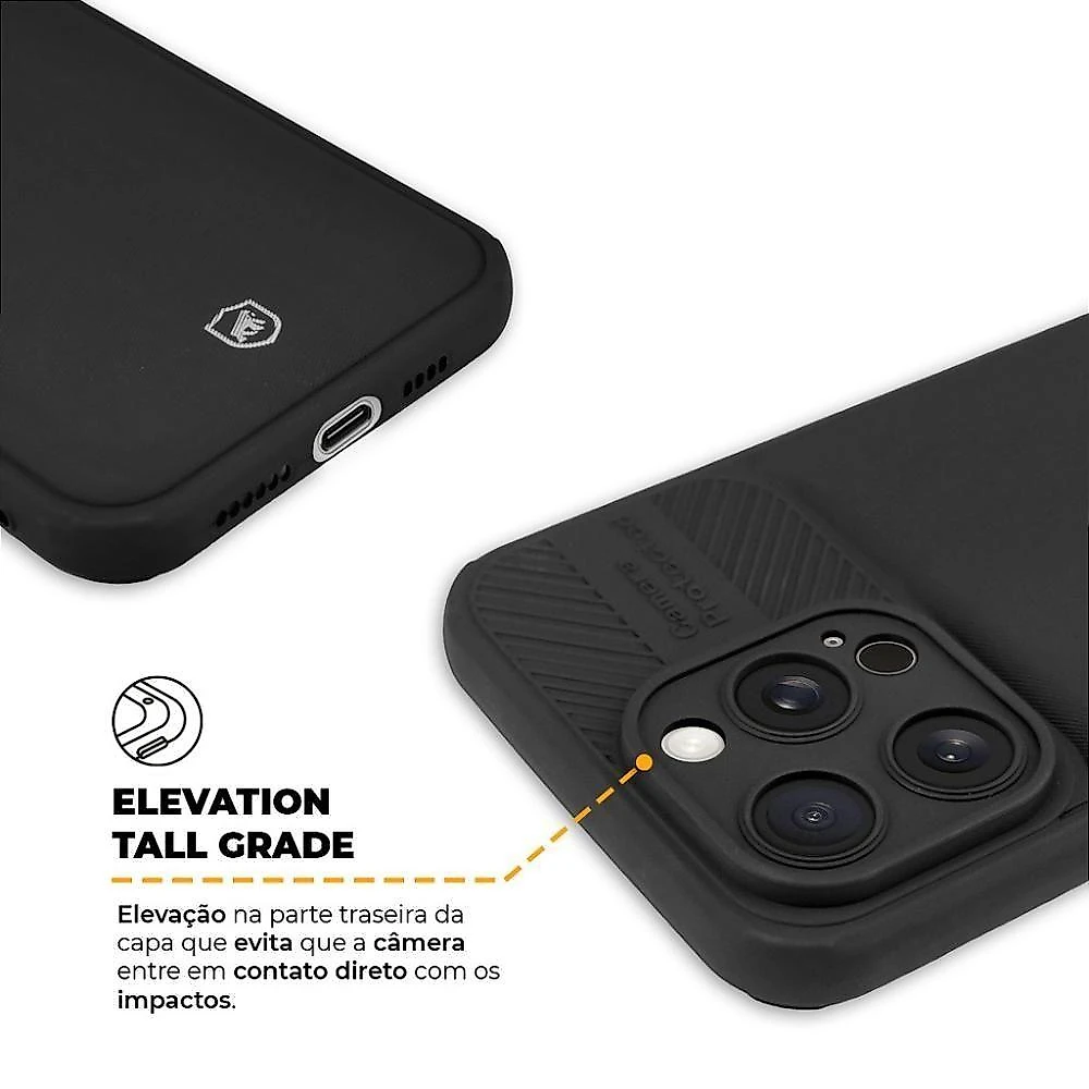 Kit Capa Symetric Preta E Película Defender Pro Privacidade Para Iphone 15 Pro - Gshield