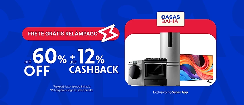 Casas Bahia com até 12% de cashback