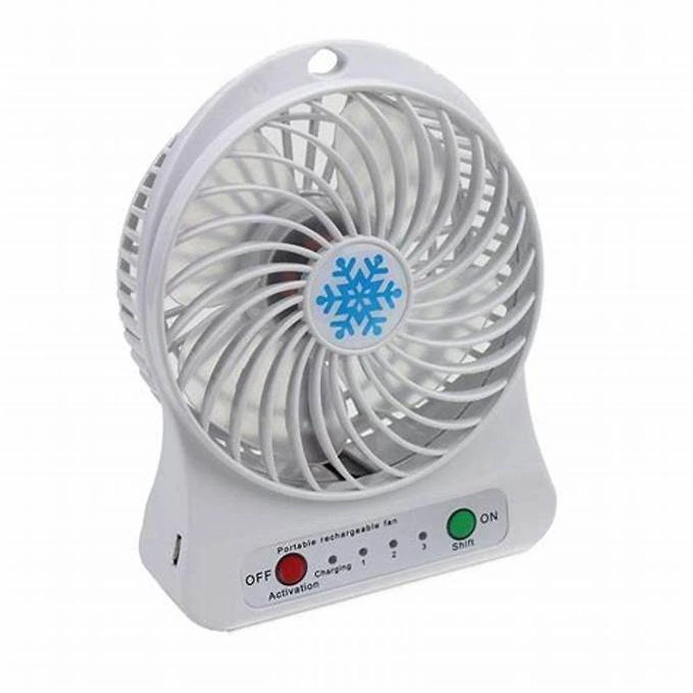 Mini Ventilador Portátil Bateria Recarregável Dobravel 3 Velocidades Branco
