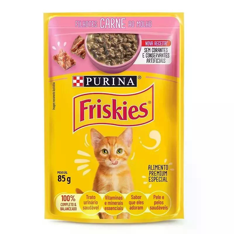 Ração Úmida Sachê Friskies para Gatos Filhotes Carne ao Molho 85g