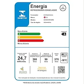 Geladeira LG Frost Free GN-B372PQW Duplex com Tecnologia Smart Inverter, Linear Cooling e Multi Air Flow Branca - 375 litros 110V