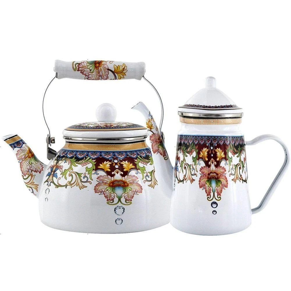 Kit Chaleira 2,5l Bule 1,2l Aço Esmaltada Indiana