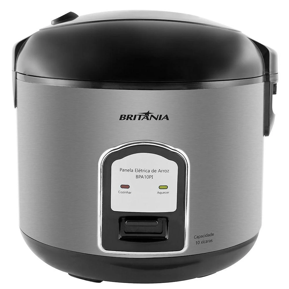Panela de arroz elétrica britânia bpa10pi 10 xícaras 700w prata 220v