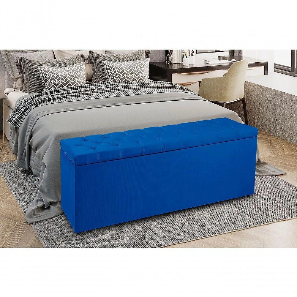 Recamier Baú 1,40m Madrid Suede Azul Marinho