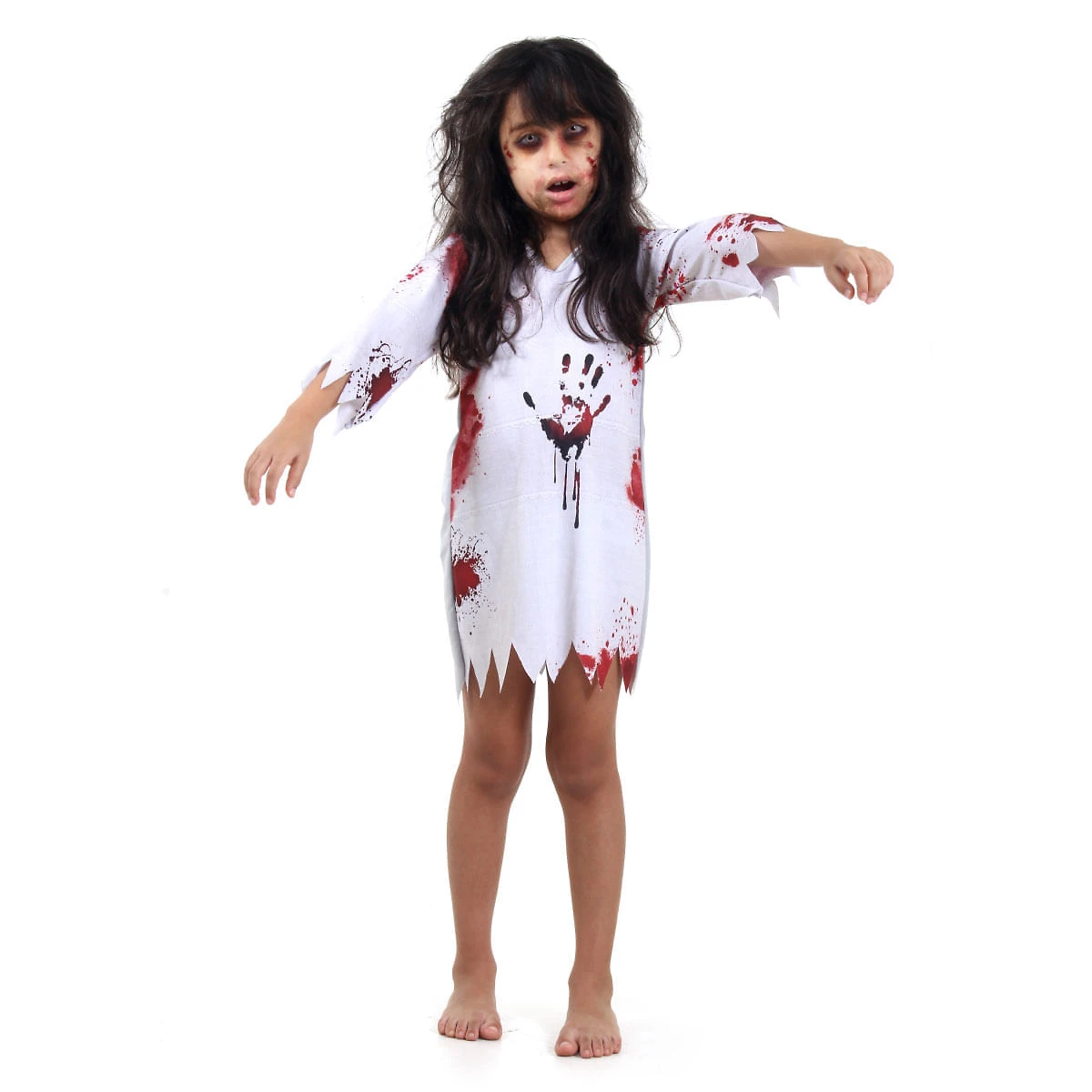 Fantasia Zombie Feminino Vestido Infantil - Halloween