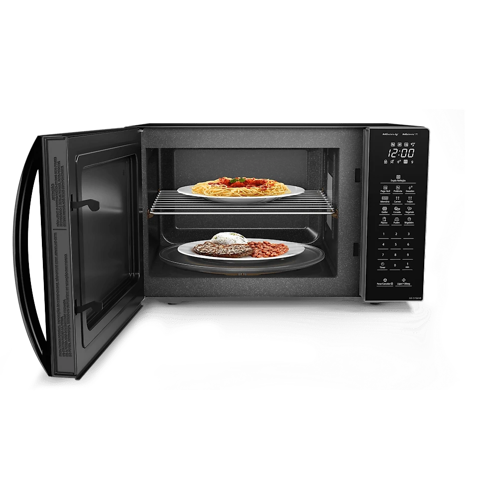Miniatura Microondas Panasonic  Dupla Refeição 34L Black Glass - NN-ST66NBRU 110v