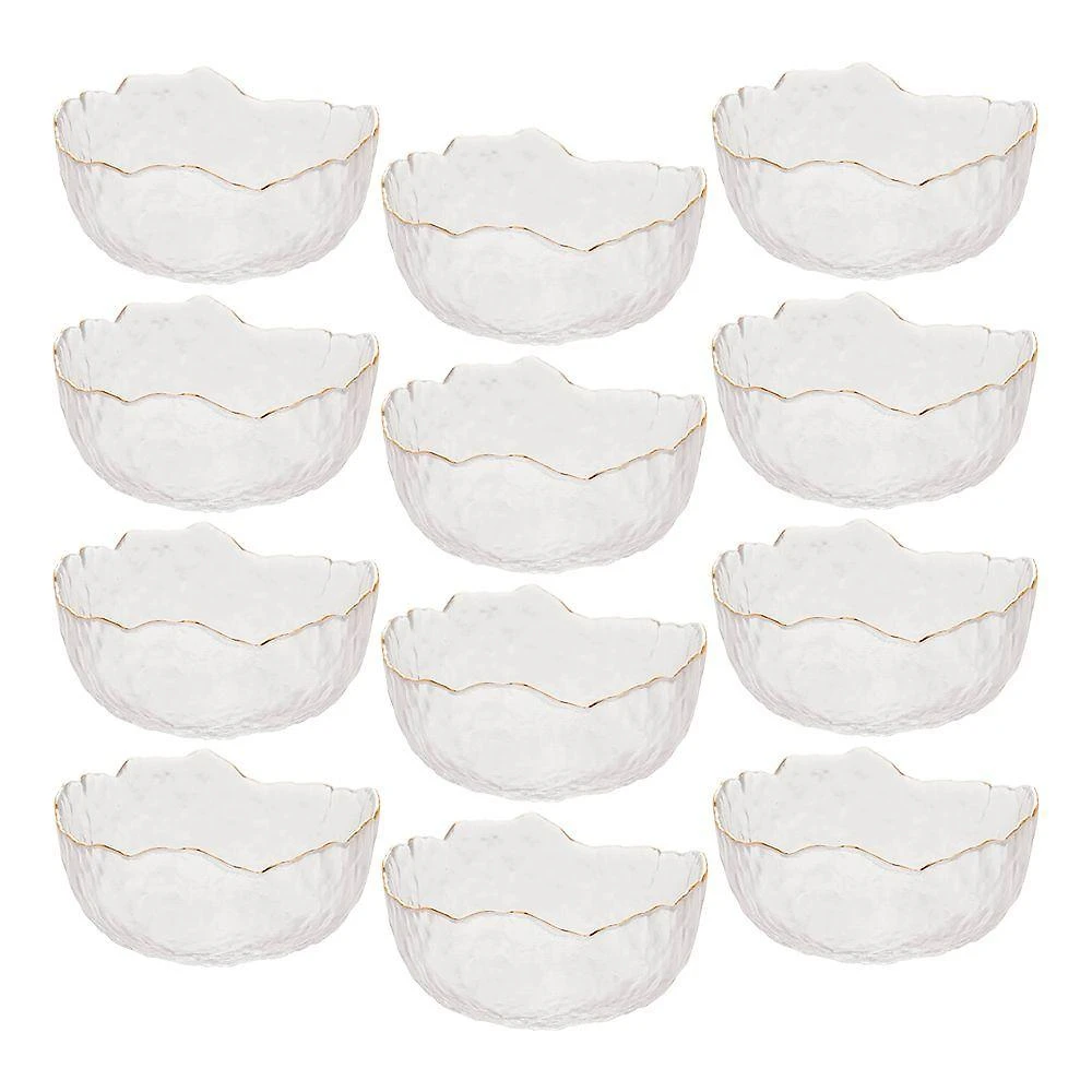 Bowl Taj de Cristal Martelado com Borda Dourada para Mesa de Transparente Wolff Kit com 12