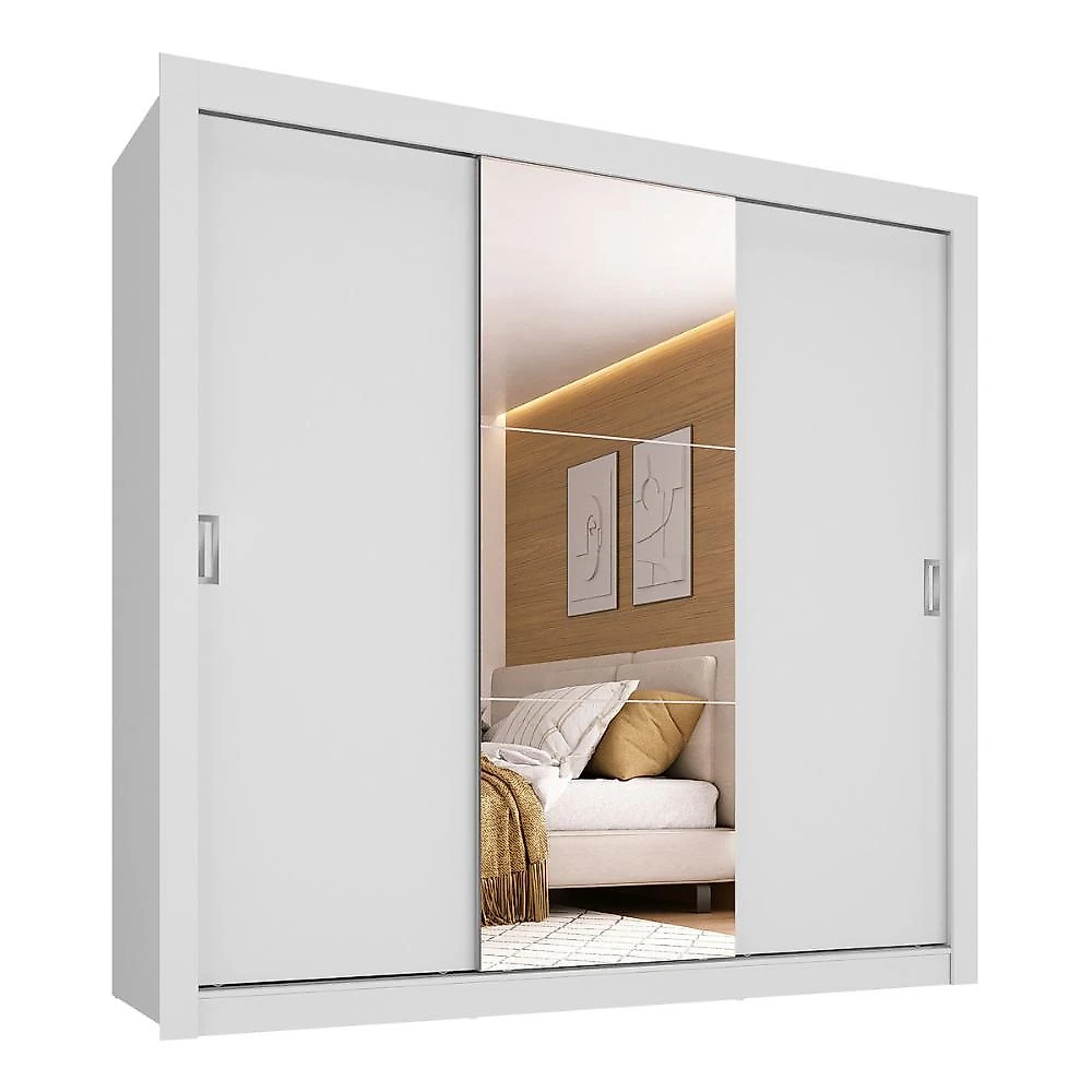 Miniatura Guarda-Roupa Casal Multimóveis Barcelona 3 Portas de Correr com Espelho CR35402 Branco