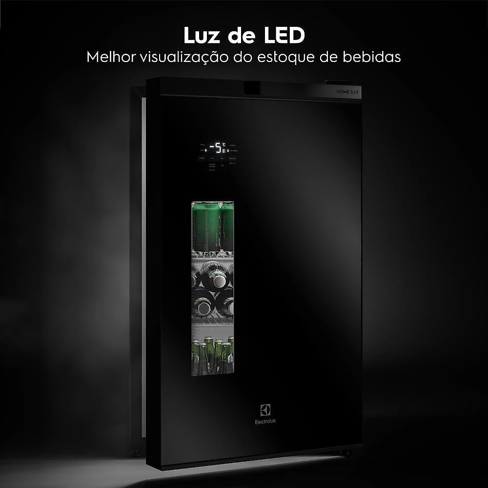 Cervejeira home bar electrolux eb100 frost free 100l porta de vidro preta 110