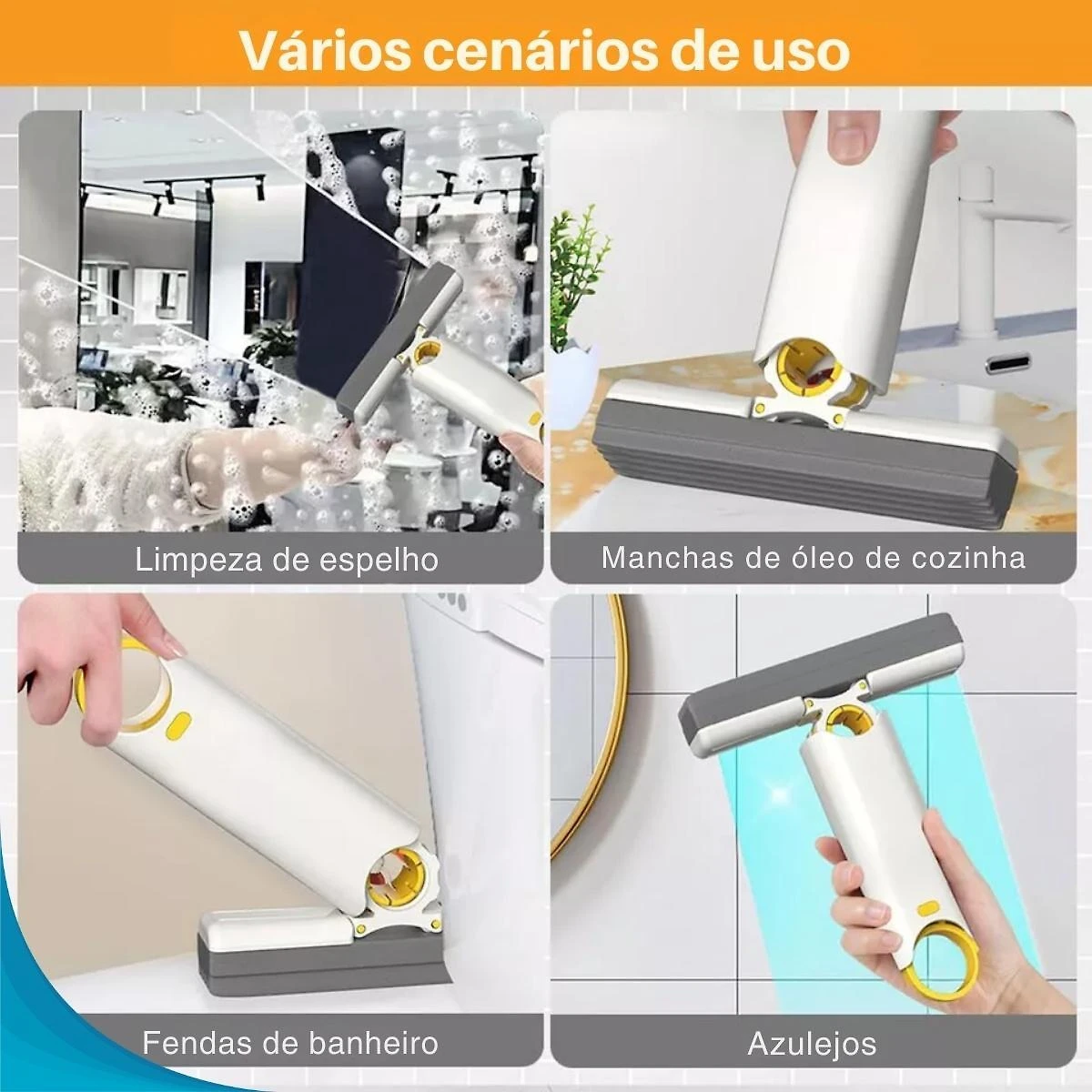 Mop Limpeza Mini Dobrável Vidro Espelho Ajustável Presente