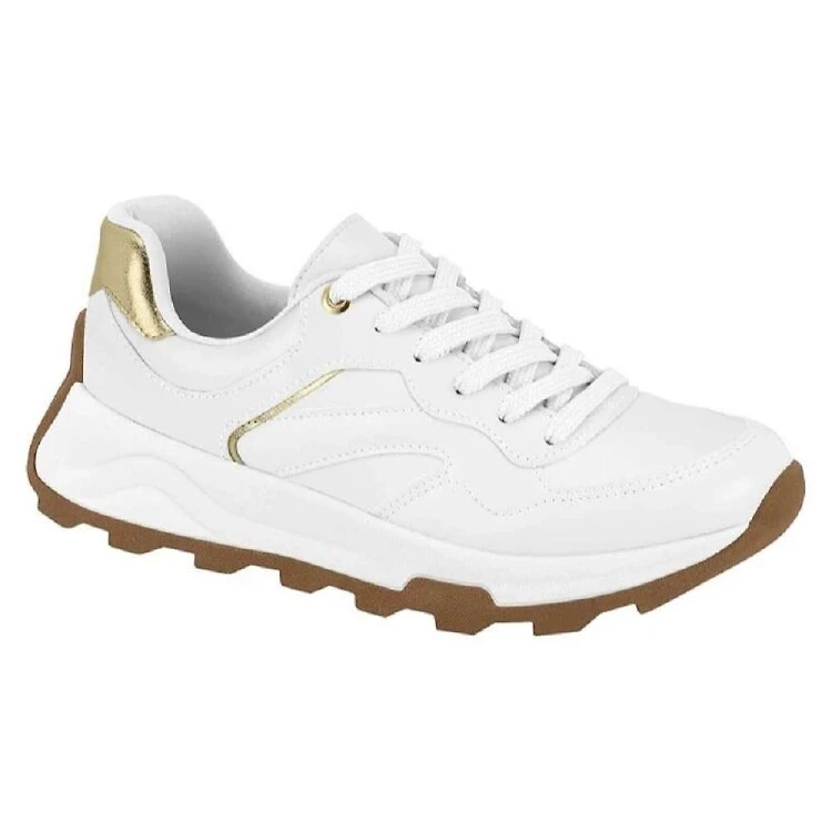 Tenis Beira Rio Casual Tratorado Feminino - BCO/DOURADO