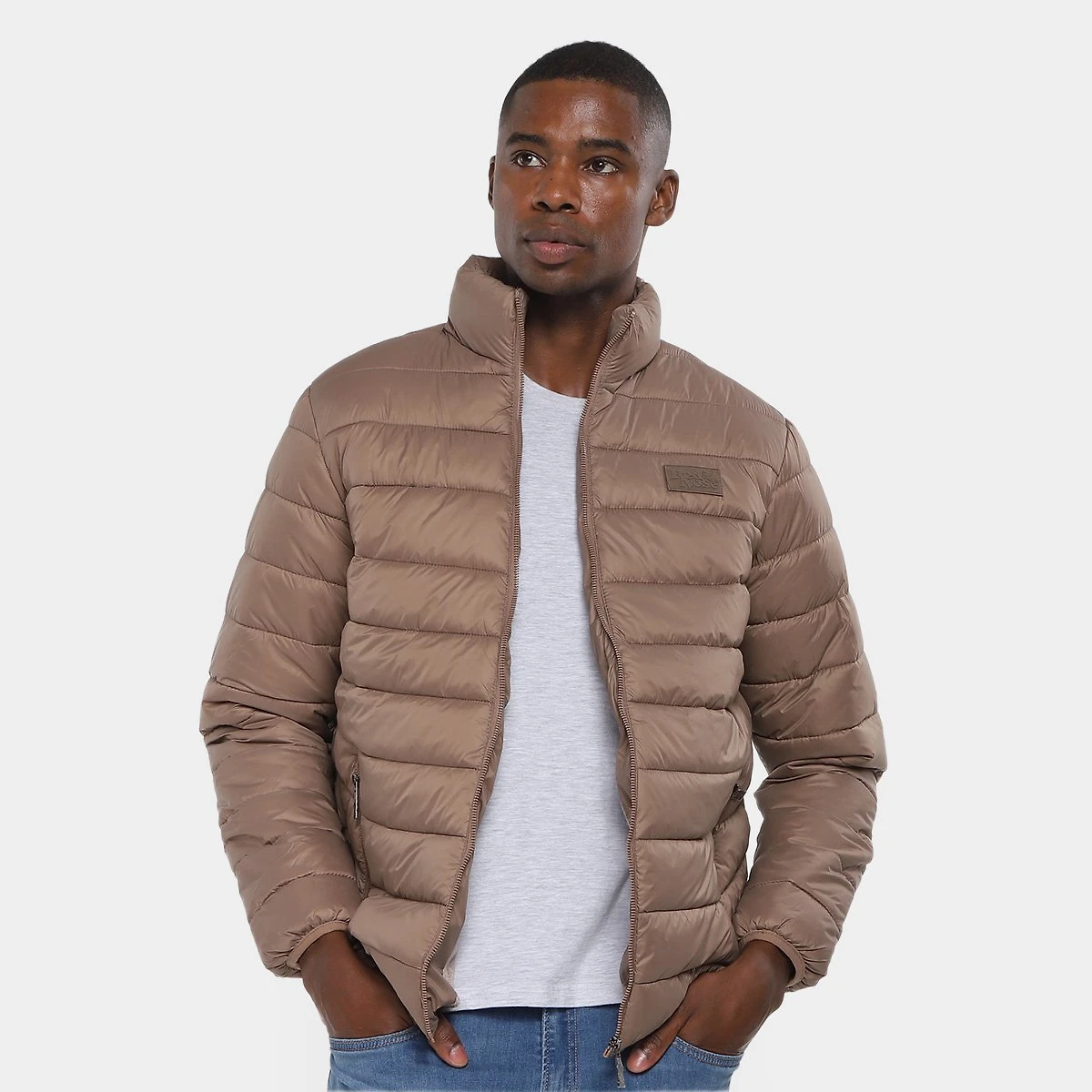 Miniatura Jaqueta Puffer Red Nose Gola Alta Masculina Caramelo - G