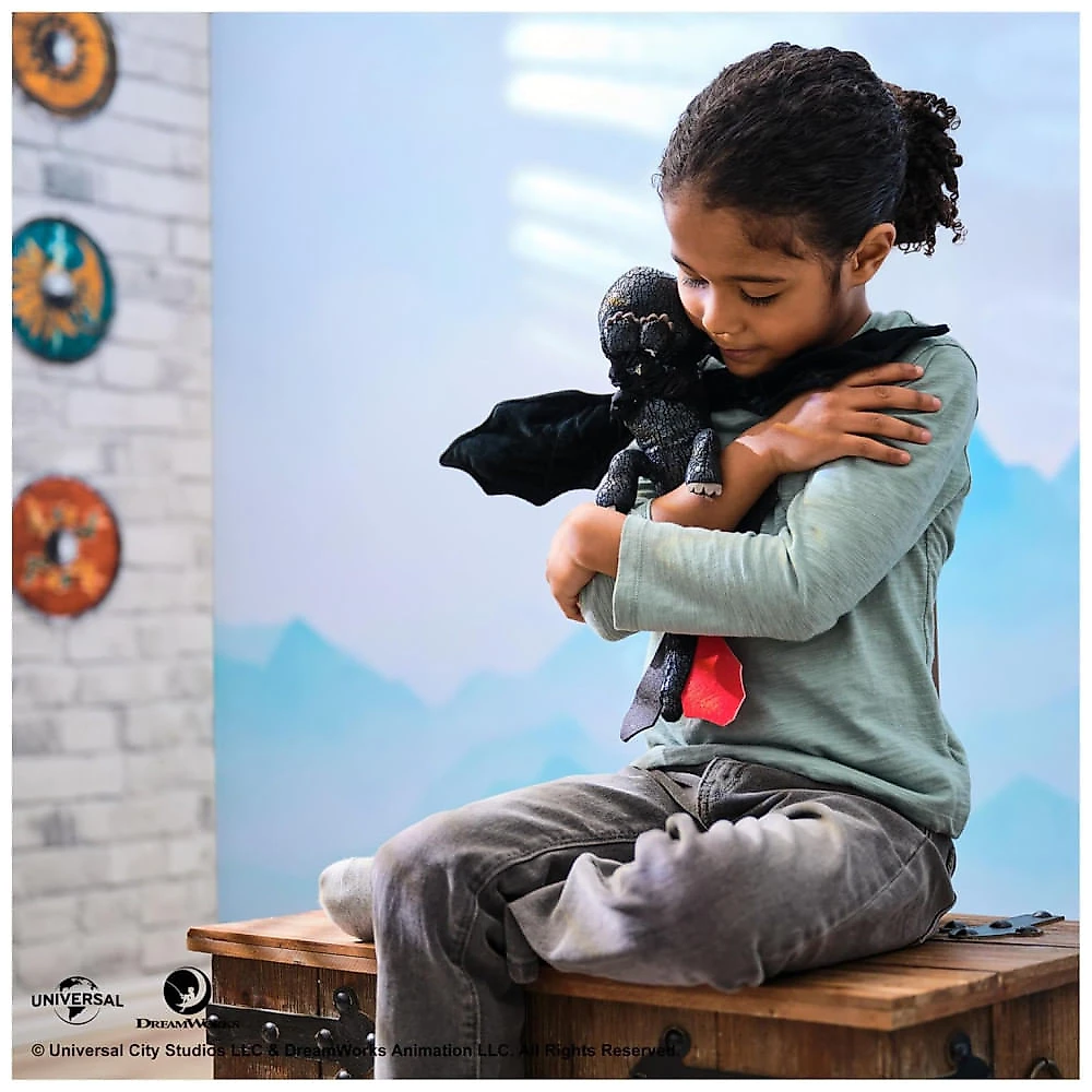 Pelúcia Dreamworks Dragões Como Treinar o Seu Dragão, Toothless Abraço e Planador, Brinquedo de Pelúcia de 30 cm, Presente para Crianças a partir de 4