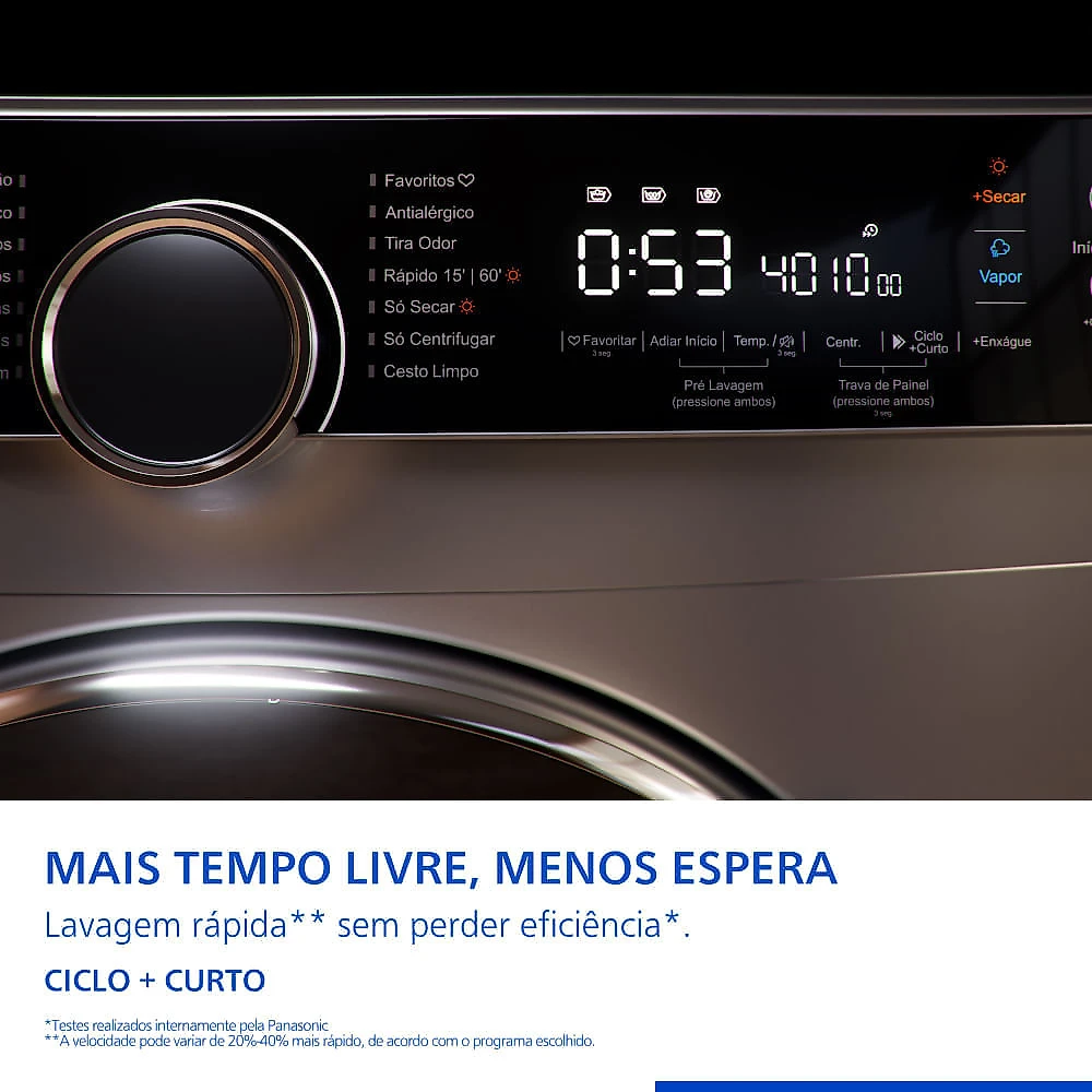 Lava e Seca Panasonic 13kg/8kg Max Wash Função Vapor+ Antialérgico - NA-S26MK1LB NA-S26MK1LBR