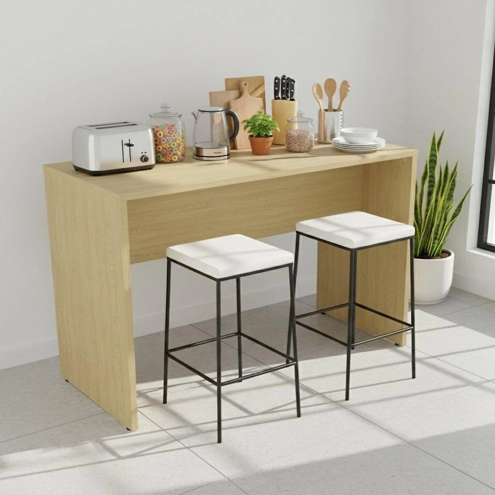 Bancada Alta Cozinha Sala Mesa para 2 Pessoas 136x100cm TM1267 Nature Nature