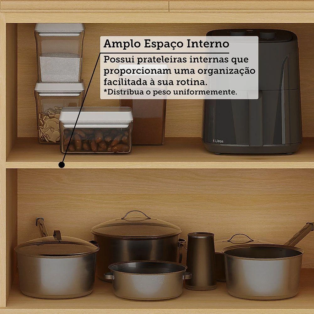 Cozinha Compacta 8 Portas 2 Gavetas MDF 190CM Carvalho e Cinza Aura