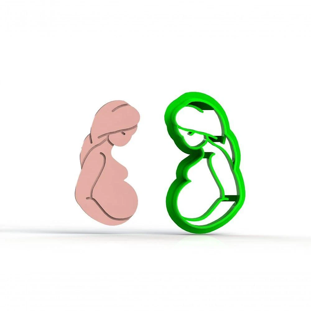 Cortador Mamãe Grávida Mod 2 em Plástico PLA 4CM Branco HB Formas e Cortadores