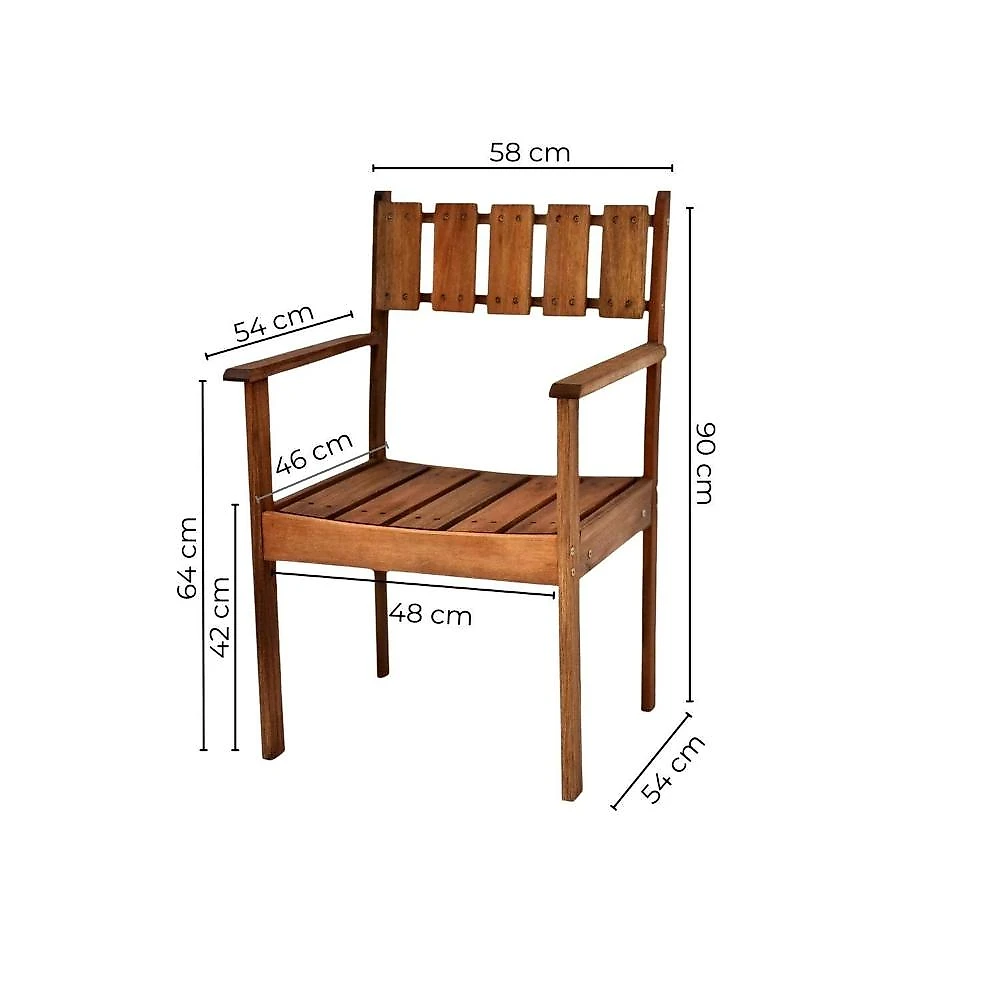 Conjunto Área Externa Mesa Oitavada 120cm e 4 Poltronas Eron Madeira Maciça Marrom Marrom