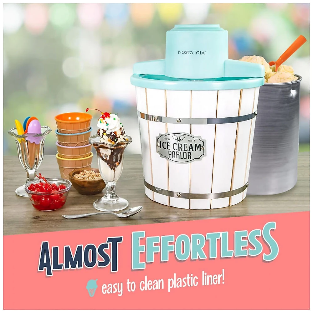 Máquina de Sorvete Elétrica Estilo Parlor Nostalgia, Sorvete Macio à Moda Antiga que Faz Frozen Yogurt ou Gelato em Minutos