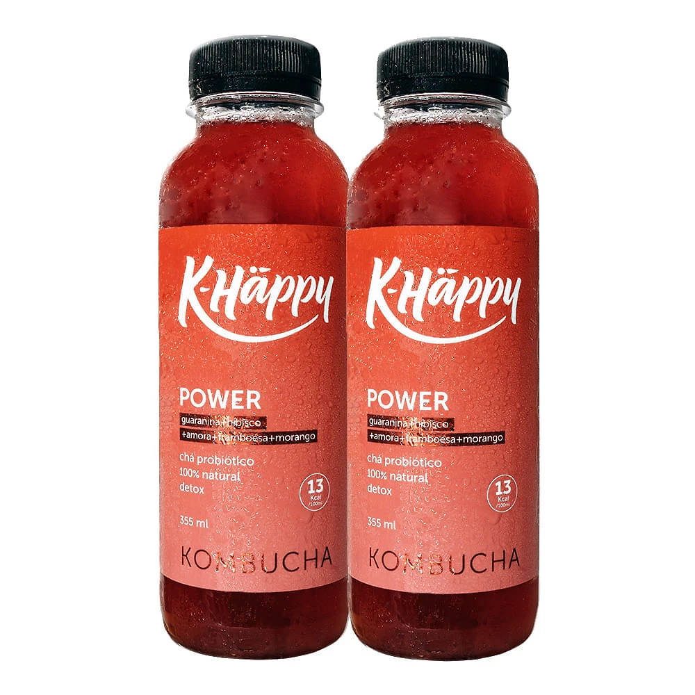 Kit 2X Chá Kombucha KHappy Power 355ml