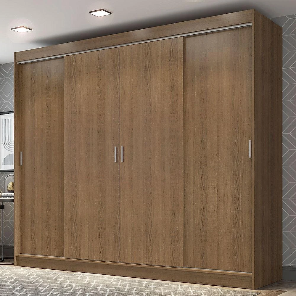 Guarda-roupa casal madesa austin 4 portas de correr 3 gavetas rustic