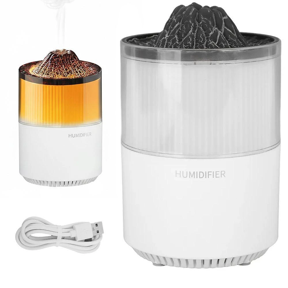 Umidificador Luminaria Vulcao Aromatizador Braslu 0,2L Filtro Lavável Sala Quarto Branco 110V