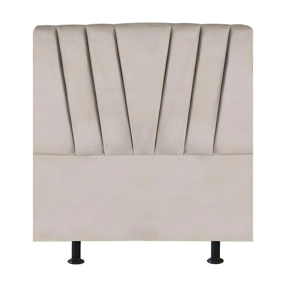 Cabeceira Estofada Cama Box Solteiro 90 Cm Malu Linho Bege
