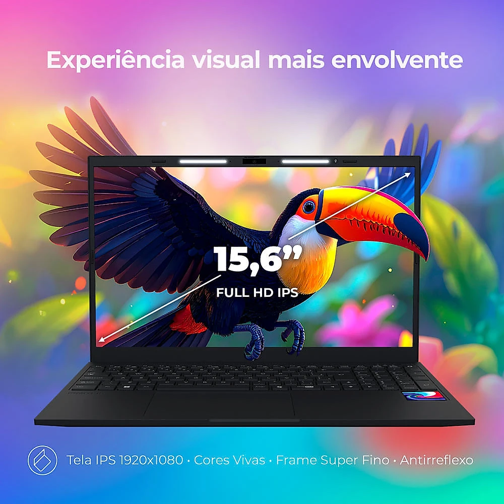 Notebook 15,6" Positivo Vision i15M 256GB SSD 8GB RAM Windows 11 Preto
