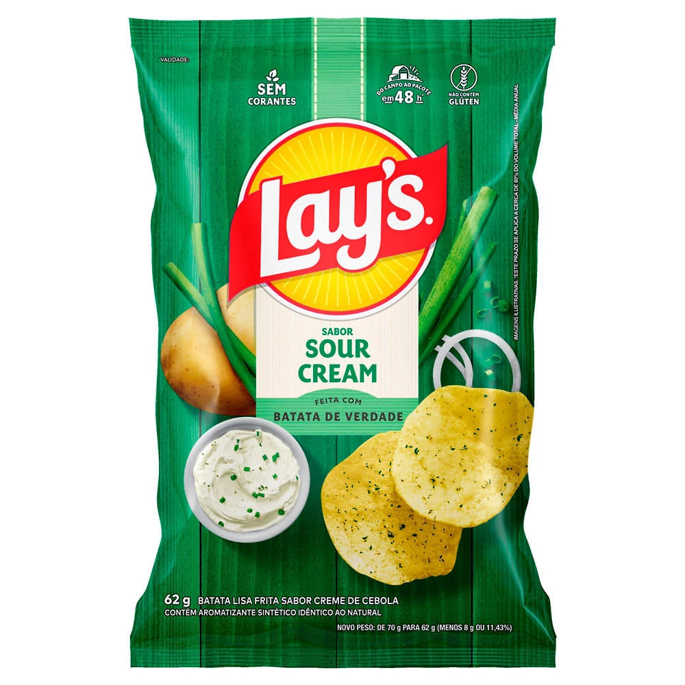 Batata Lays Sabor Sour Cream 62g