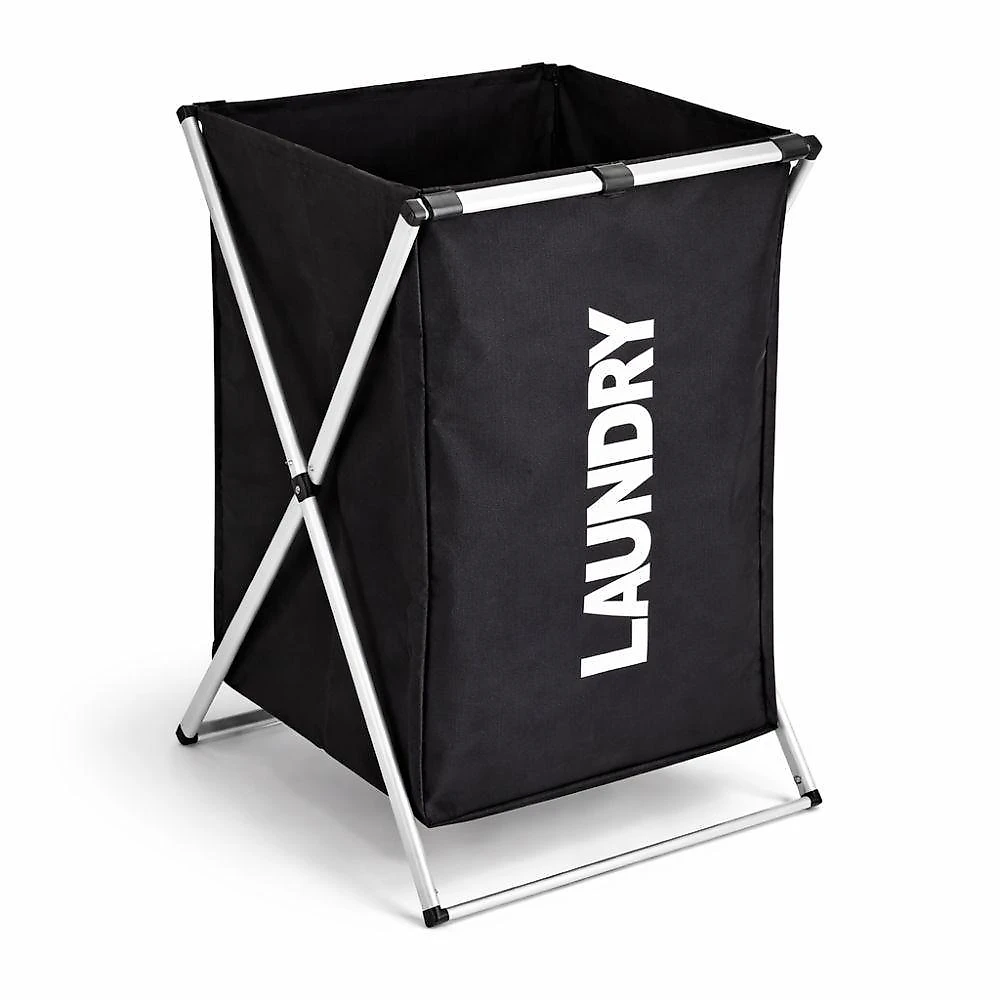 Cesto Organizador de Roupas Dobrável 75L Estrutura Cromada para Lavanderia Preto webcontinental-7795405726053