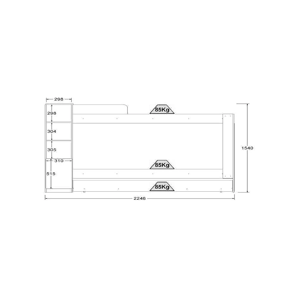 Beliche Ditália Cama Aux C/colchões+ Kit Luz Cm-15 Cor:branco Branco