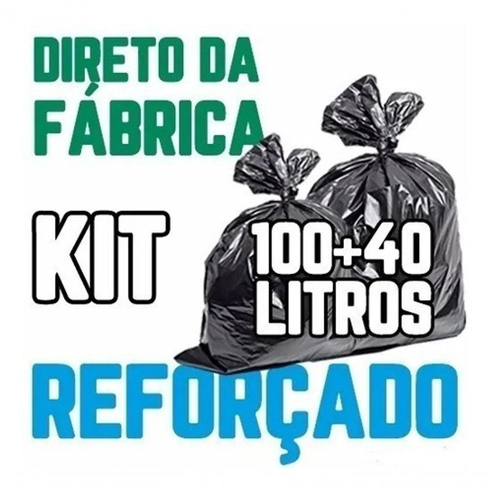 Saco de Lixo Kit 100un 100l e 100un 40l Reforçado para Uso Doméstico e Comercial Preto Higipack