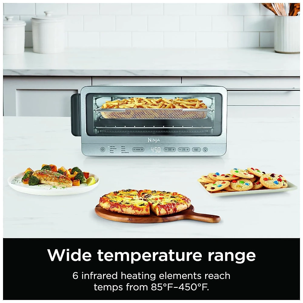 Forno Elétrico Air Fryer 8 em 1 com Menu de Cozimento Automático, Prateleira Ajustável, Material de Aço Inoxidável e Tela LCD, 110V 1800W, Ninja Flip 110v