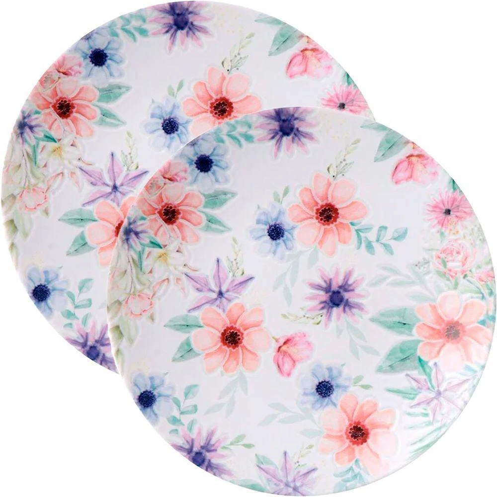 Jogo Pratos Sobremesa Lanche 10 Pessoas 10 Pçs Floratta 21cm