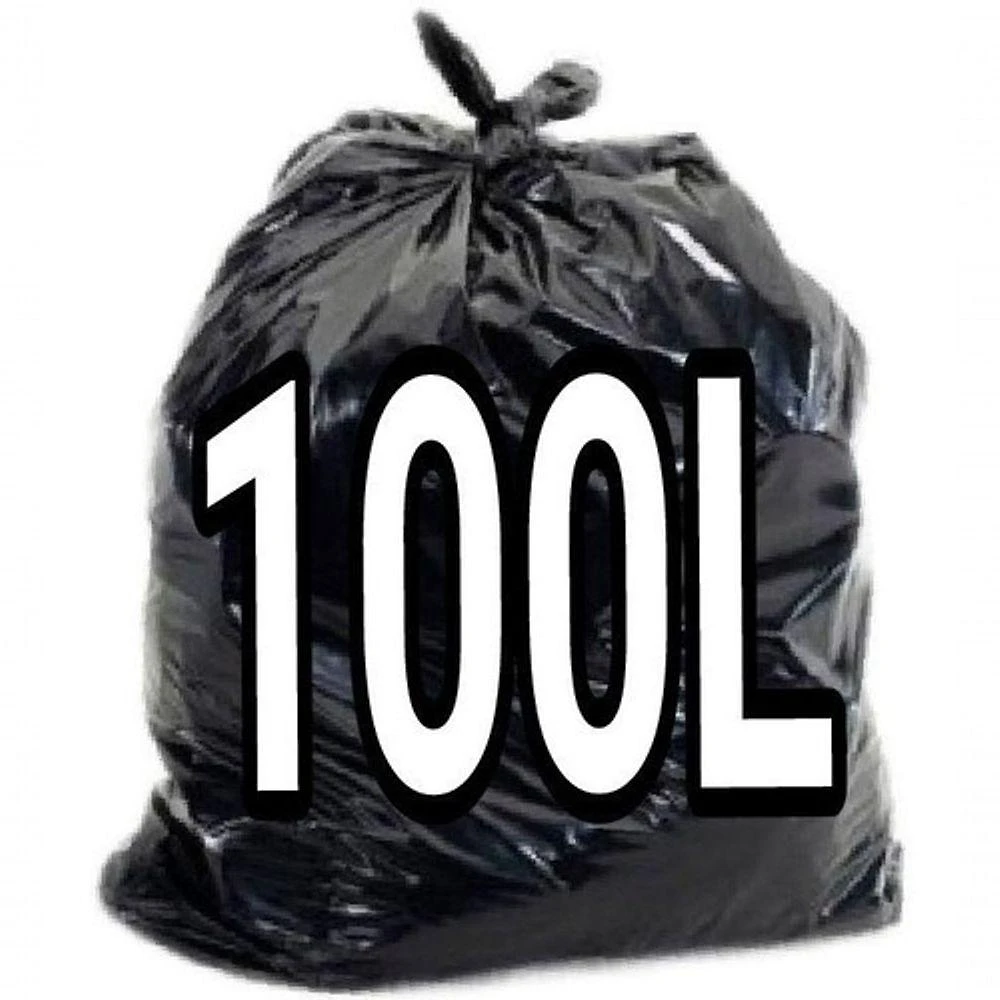 Saco para Lixo Reforçado Preto 100L 75x90cm Pacote 100 Unidades Alta Resistência Higipack