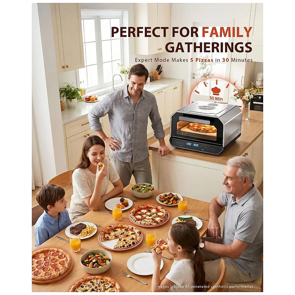 Forno de Pizza Elétrico ZACHVO MS-602A 13-em-1 Pizza 30cm Pedra Refratária 454°C Napolitana 110V