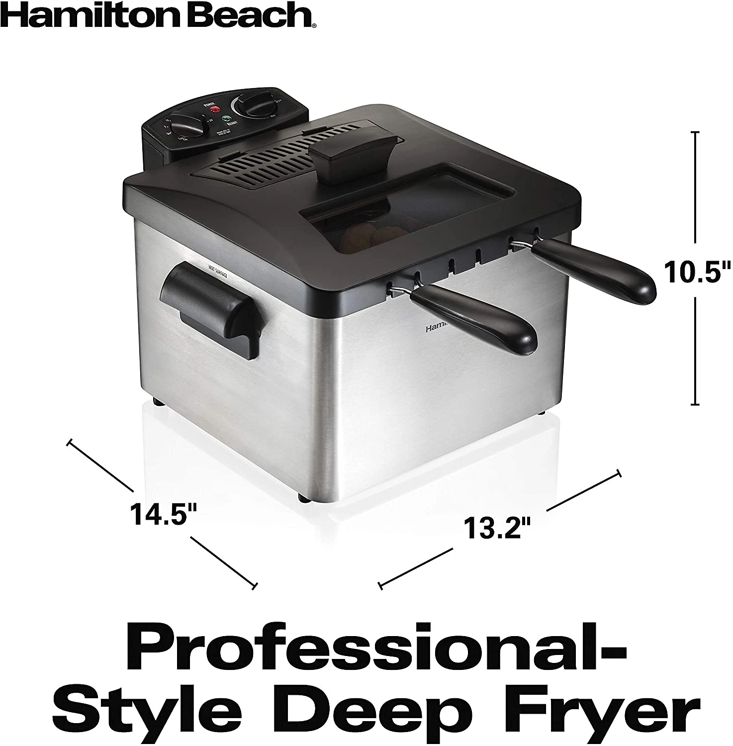 Hamilton Beach 35036 Fritadeira Elétrica Industrial a Óleo 4 5L com Controle de Temperatura 1800W110V Aço Inox