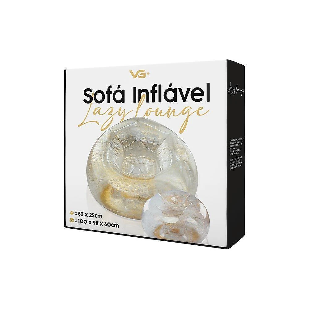 Poltrona Inflável Lazy Lounge Glitter Com Puff Vg Plus Azul